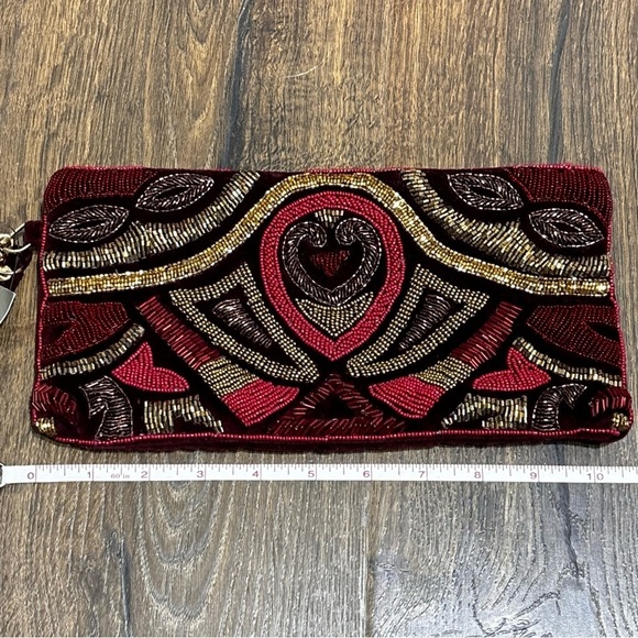 Chico’s New beaded beauty maroon party clutch - Picture 6 of 10